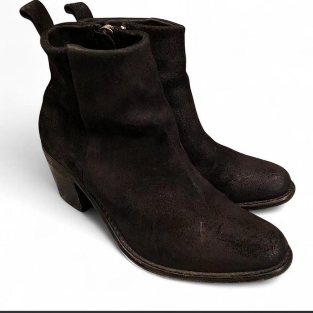 Diesel Black Suede Ankle Booties with Side Zip